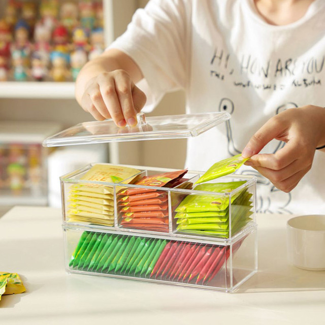 Plastic Clear Drawer Type Storage Box with Lid And Small Compartment  Cosmetic Sugar Container Desktop Sundries Organizer - AliExpress